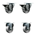 thumbnail image 1 of 3 Inch Semi Steel Wheel Swivel Top Plate Caster Set with 2 Posi Brakes 2 Rigid, 1 of 2