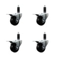 thumbnail image 1 of 3 Inch Soft Rubber Swivel 1-1/8 Inch Expanding Stem Caster Set Total Lock Brake, 1 of 2