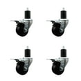 thumbnail image 1 of 3 Inch Soft Rubber Swivel 1-3/4 Inch Expanding Stem Caster Set Total Lock Brake, 1 of 2