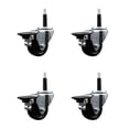 thumbnail image 1 of 3 Inch Soft Rubber Swivel 3/4 Inch Expanding Stem Caster Set with Brake SCC, 1 of 2