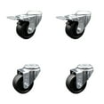 thumbnail image 1 of 3 Inch Soft Rubber Swivel Bolt Hole Caster Set with 2 Total Lock Brake SCC, 1 of 2