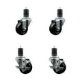 thumbnail image 1 of 3 Inch Soft Rubber Wheel Swivel 1-5/8 Inch Expanding Stem Caster Set 2 Brakes, 1 of 2