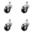 thumbnail image 1 of 3 Inch Soft Rubber Wheel Swivel 10mm Threaded Stem Caster Set Service Caster, 1 of 2