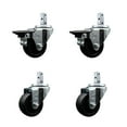 thumbnail image 1 of 3 Inch Soft Rubber Wheel Swivel 3/4 Inch Square Stem Caster Set 2 Brakes SCC, 1 of 2