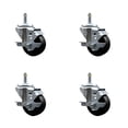 thumbnail image 1 of 3 Inch Soft Rubber Wheel Swivel 7/16 Inch Grip Ring Stem Caster Set with Brake, 1 of 2