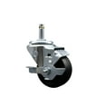 thumbnail image 1 of 3 Inch Soft Rubber Wheel Swivel 7/16 Inch Grip Ring Stem Caster with Brake SCC, 1 of 2