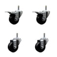 thumbnail image 1 of 3 Inch Soft Rubber Wheel Swivel 7/16 Inch Stem Caster Set 2 Total Lock Brake SCC, 1 of 2