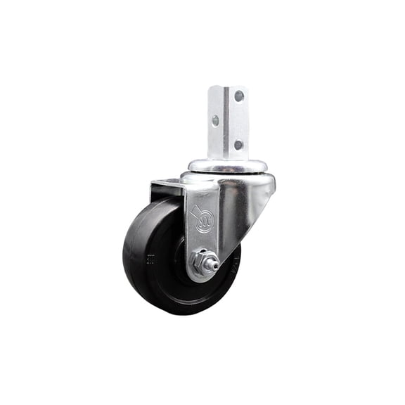 3 Inch Soft Rubber Wheel Swivel 7/8 Inch Square Stem Caster Service Caster