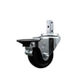 thumbnail image 1 of 3 Inch Soft Rubber Wheel Swivel 7/8 Inch Square Stem Caster with Brake SCC, 1 of 2