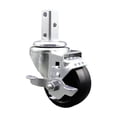 thumbnail image 1 of 3 Inch Soft Rubber Wheel Swivel 7/8 Inch Square Stem Caster with Brake SCC, 1 of 2