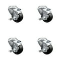 thumbnail image 1 of 3 Inch Soft Rubber Wheel Swivel Bolt Hole Caster Set with Brake Service Caster, 1 of 2