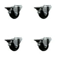 thumbnail image 1 of 3 Inch Soft Rubber Wheel Swivel Bolt Hole Caster Set with Posi Lock Brakes SCC, 1 of 2