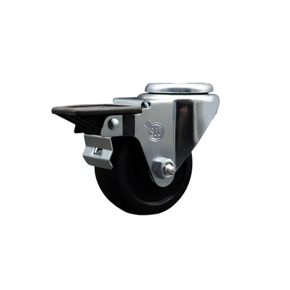3 Inch Soft Rubber Wheel Swivel Bolt Hole Caster with Posi Lock Brake SCC