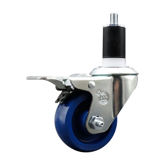 3 Inch Solid Poly Swivel 1-1/2 Inch Expanding Stem Caster Total Lock Brake SCC