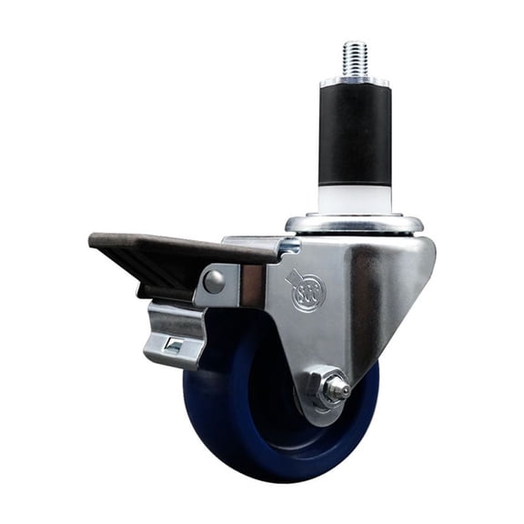 3 Inch Solid Poly Swivel 1-1/2 Inch Expanding Stem Caster with Brake SCC