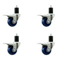 thumbnail image 1 of 3 Inch Solid Poly Swivel 1-3/4 Inch Expanding Stem Caster Set Total Lock Brake, 1 of 2