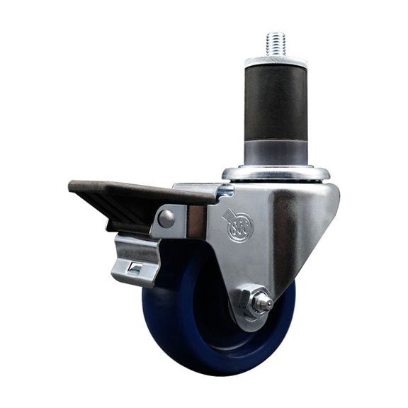 3 Inch Solid Poly Swivel 1-5/8 Inch Expanding Stem Caster with Brake SCC