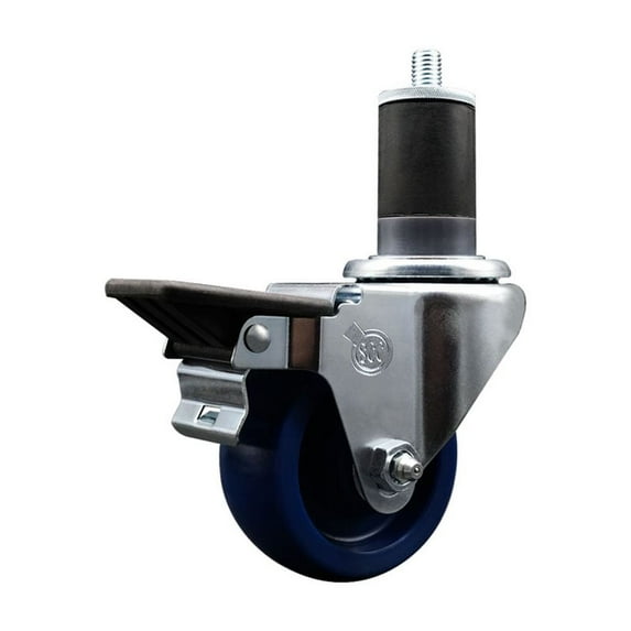3 Inch Solid Poly Swivel 1-5/8 Inch Expanding Stem Caster with Brake SCC