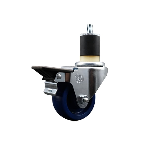 3 Inch Solid Poly Swivel 1-7/8 Inch Expanding Stem Caster with Brake SCC