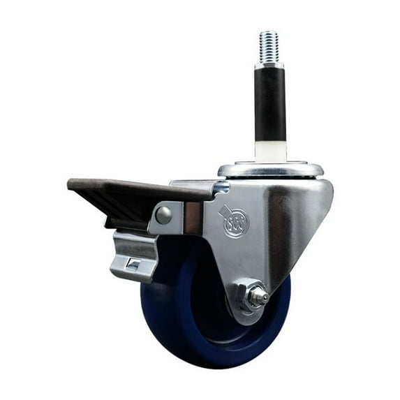 3 Inch Solid Poly Swivel 7/8 Inch Expanding Stem Caster with Brake SCC