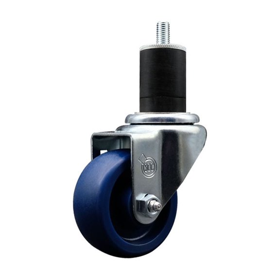 3 Inch Solid Poly Wheel Swivel 1-3/4 Inch Expanding Stem Caster SCC