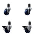 thumbnail image 1 of 3 Inch Solid Poly Wheel Swivel 1-5/8 Inch Expanding Stem Caster Set 2 Brakes SCC, 1 of 2