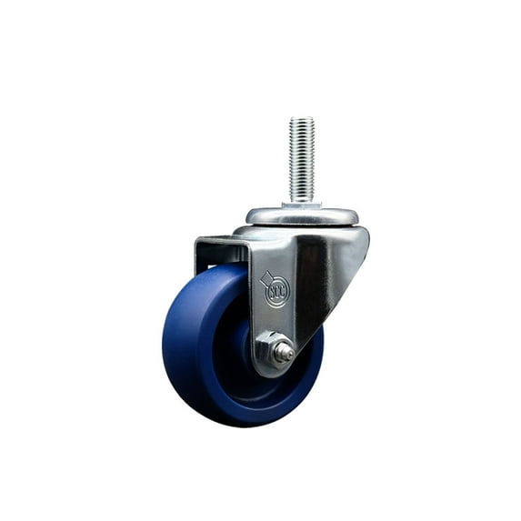 3 Inch Solid Poly Wheel Swivel 3/4 Inch Threaded Stem Caster Service Caster