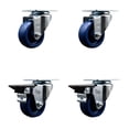 thumbnail image 1 of 3 Inch Solid Poly Wheel Swivel Top Plate Caster Set with 2 Posi Brakes SCC, 1 of 2