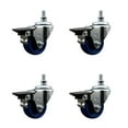 thumbnail image 1 of 3 Inch Solid Polyurethane ½ Inch Threaded Stem Caster Set with Brake, 1 of 2