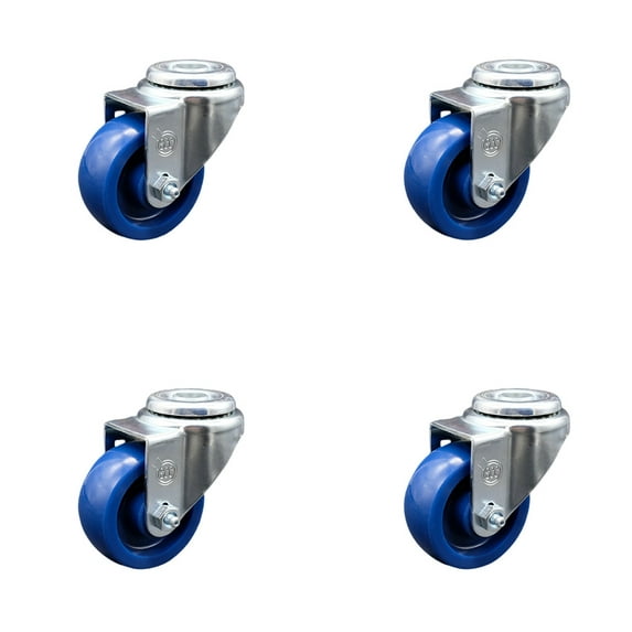 3 Inch Solid Polyurethane Wheel Swivel Bolt Hole Caster Set Service Caster
