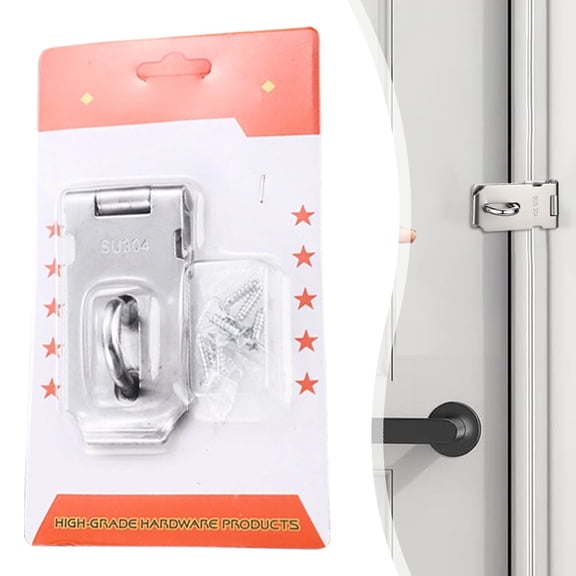 3 Inch Stainless Steel Door Lock Hasp Latch Silver Heavy Duty Door Latch Lock Hasps Lock Door Lock Latch Security Lock with Screws 1 Pack