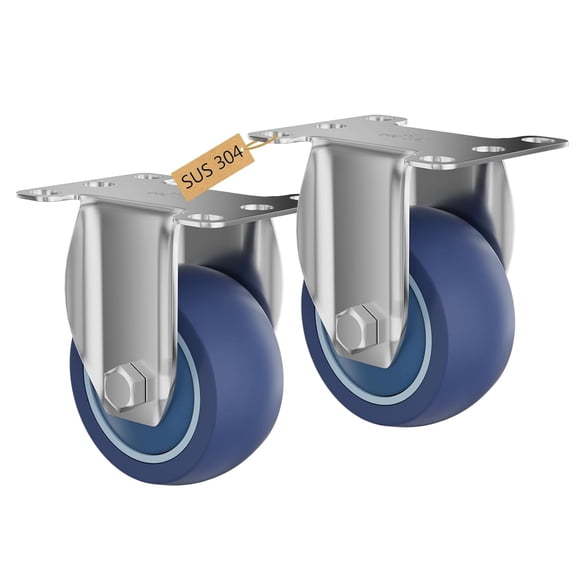 3-Inch Stainless Steel Wheel Maintenance Free 304 Washable Heavy Duty Wheel Anti-Corrosion Waterproof Rugged Wheel, Suitable for Restaurants, Laboratories, Hospitals - 2 Packs