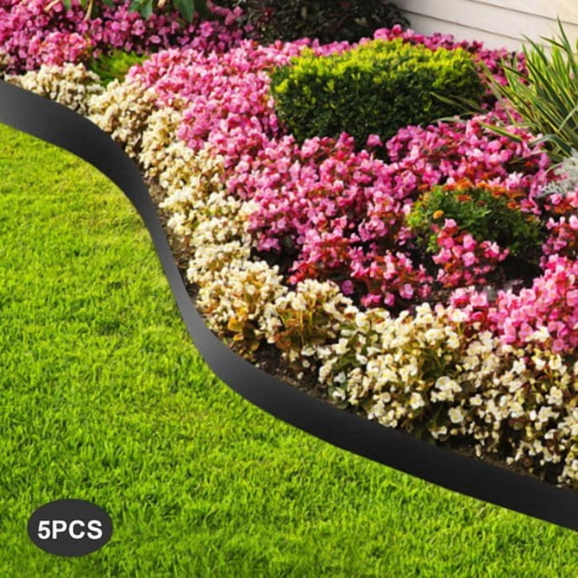 PEAKORA3 Inch Steel Landscape Edging - 5PCS Flexible Black Garden Barrier