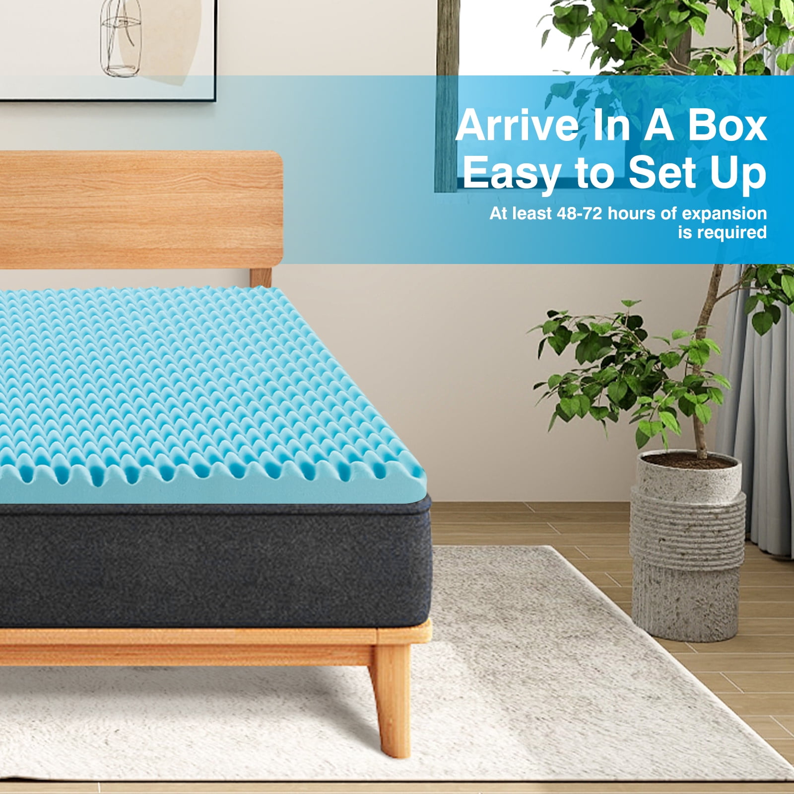 ZINUS 1.5" Swirl Gel Cooling Mattress Topper - Queen Size, Memory Foam, WonderBox Packaging