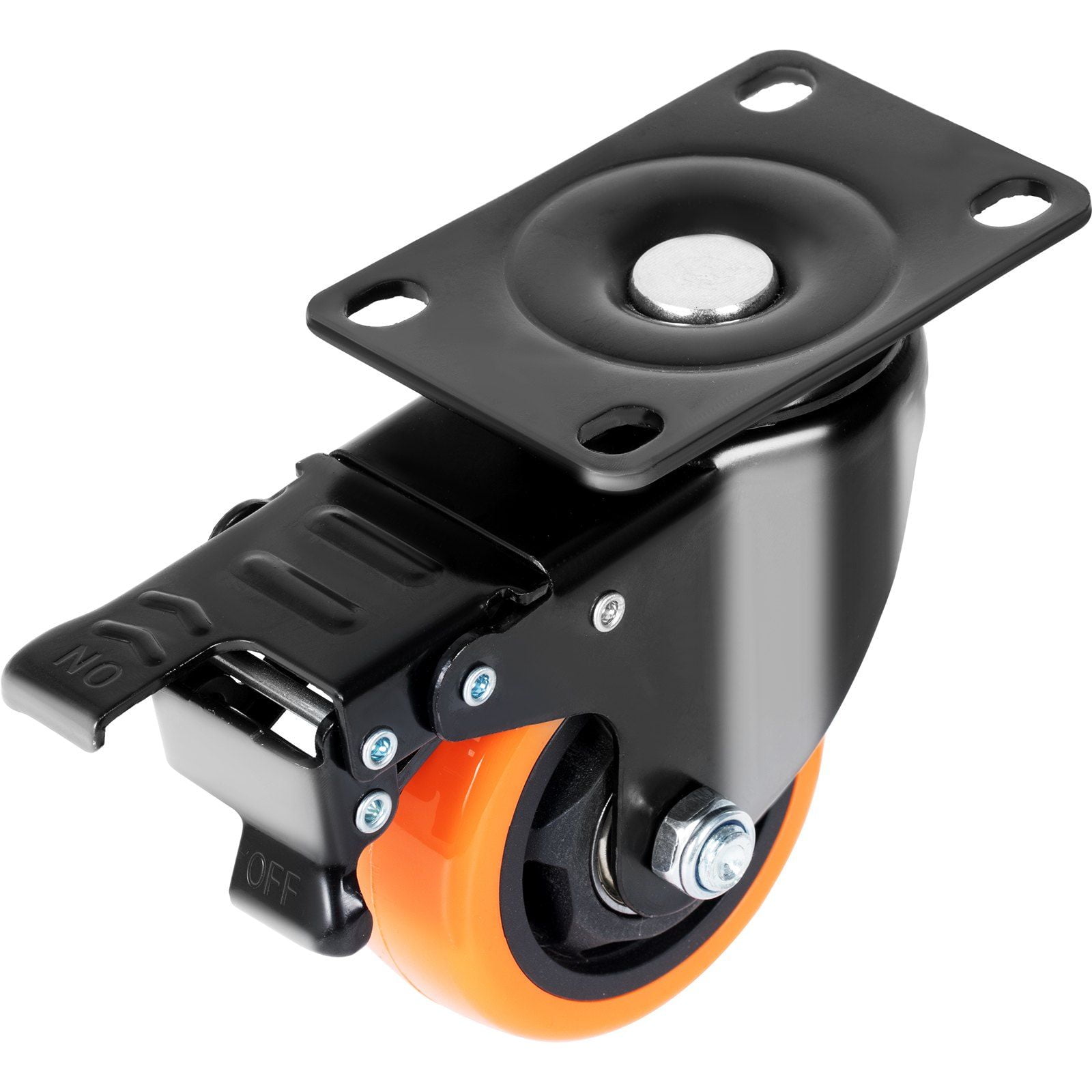 3-Inch Swivel Plate Caster Wheels with A/B Locking System, Set of 4, Heavy Duty 250 lbs Capacity Per Caster, Non-Marking PVC Wheels for Cart Furniture Workbench, Quiet and Secure