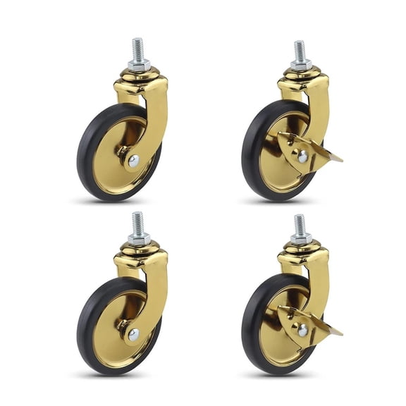 3-Inch Swivel Stem Casters With Brake For Hotel Restaurant Trolley Casters With 8x15 Threaded,Lightweight Total Capacity 160lbs ,Wear-Resistant