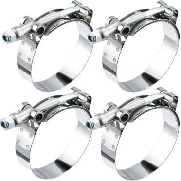 4-Pack 2.5 Inch T-Bolt Hose Clamps - 304 Stainless Steel 70-78mm Adjustable Clamps