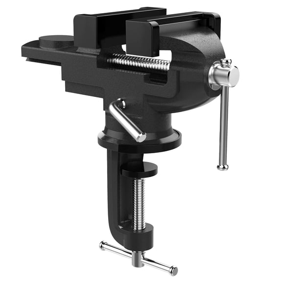 3 Inch Table Vise, with 360° Swivel Base Universal Portable Bench Clamp, for Woodworking Metalworking Cutting Conduit Drilling Sawing