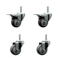 thumbnail image 1 of 3 Inch Thermo Rubber Swivel 3/4 Inch Threaded Stem Caster Set 2 Total Lock BRK, 1 of 2
