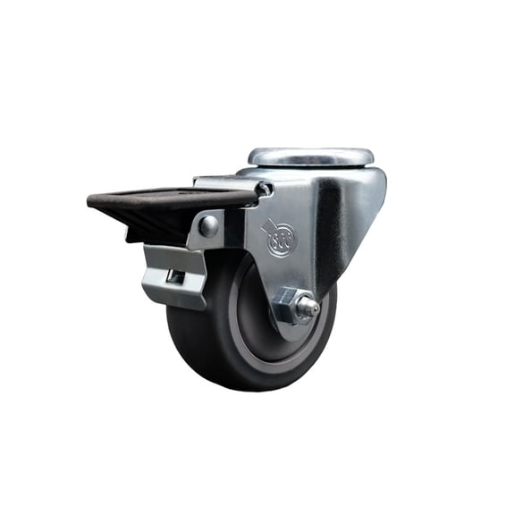 3 Inch Thermo Rubber Wheel Swivel Bolt Hole Caster with Posi Lock Brake