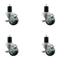 thumbnail image 1 of 3 Inch Thermo Rubber Swivel 1-3/4 Inch Expanding Stem Caster Set with Brake, 1 of 2