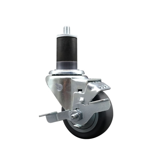 3 Inch Thermoplastic Rubber Swivel 1-5/8 Inch Expanding Stem Caster with Brake