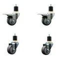 thumbnail image 1 of 3 Inch Thermo Rubber Swivel 1-7/8 Inch Expanding Stem Caster Set 2 Brakes, 1 of 2