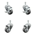 thumbnail image 1 of 3 Inch Thermoplastic Rubber Swivel 10mm Threaded Stem Caster Set 2 Brake SCC, 1 of 2
