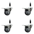thumbnail image 1 of 3 Inch Thermo Rubber Swivel 7/8 Inch Expanding Stem Caster Set Total Lock Brake, 1 of 2