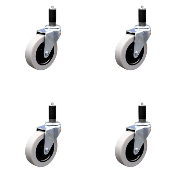 3 Inch Thermoplastic Rubber Wheel 1-1/4 Inch Expanding Stem Caster Set of 4 SCC