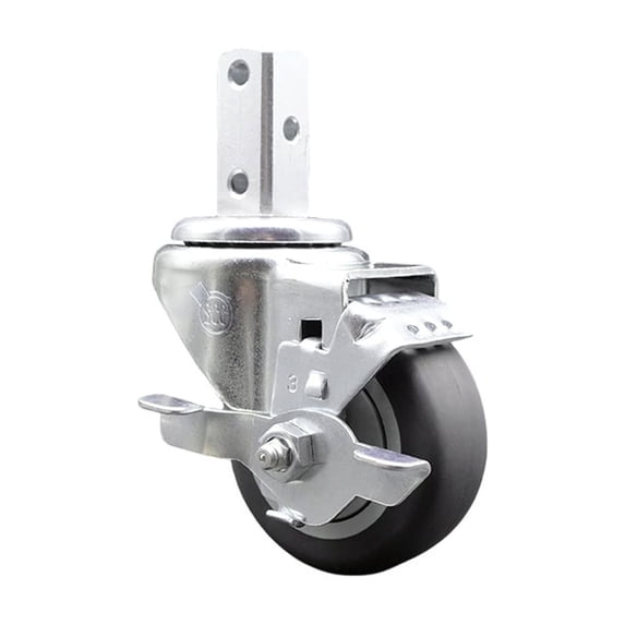 3 Inch Thermoplastic Rubber Wheel Swivel 3/4 Inch Square Stem Caster with Brake
