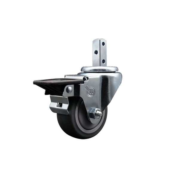 3 Inch Thermoplastic Rubber Wheel Swivel 3/4 Inch Square Stem Caster with Brake