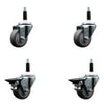 thumbnail image 1 of 3 Inch Thermo Rubber Wheel Swivel 7/8 Inch Expanding Stem Caster Set 2 Brakes, 1 of 2