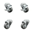 thumbnail image 1 of 3 Inch Thermoplastic Rubber Wheel Swivel Bolt Hole Caster Set with 2 Brake SCC, 1 of 2